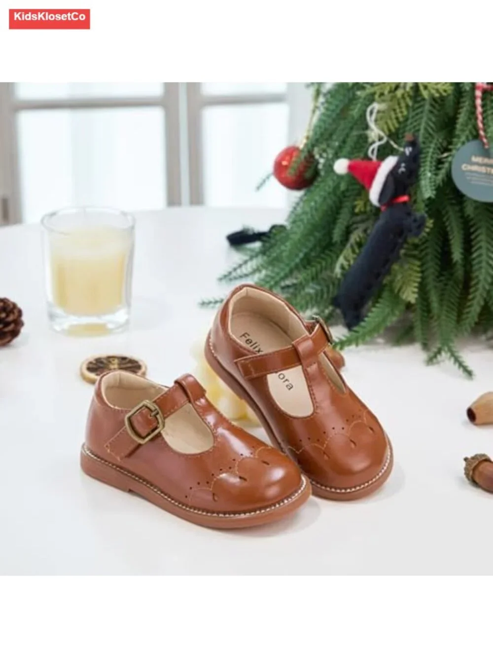 Toddler Girl Mary Jane Dress Shoes - School Oxford Flats with Hook & Loop